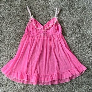 Victoria's Secret Hot Pink Ruffled Babydoll Chemise